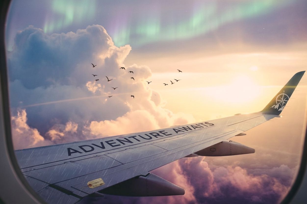 Huute Travel airplane flying over clouds - affordable flight booking and international cargo logistics services in Nairobi
